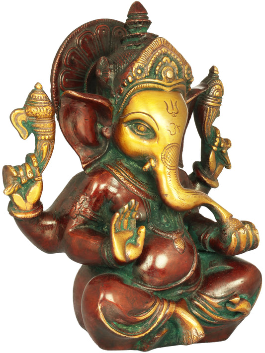 Brassaura™ Lord Ganesha Brass Statue | Height 8.5 Inches & Weight 2.80 kgs