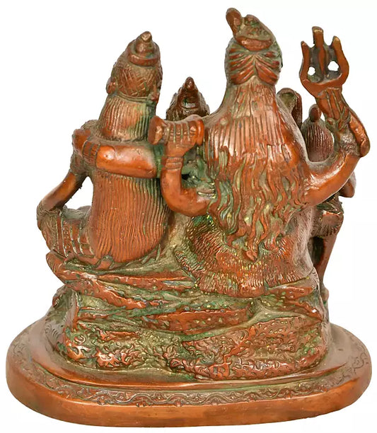 Brassaura® Brass Shiv Family Statue | Height 5.7 Inches & Weight 1.32 kg