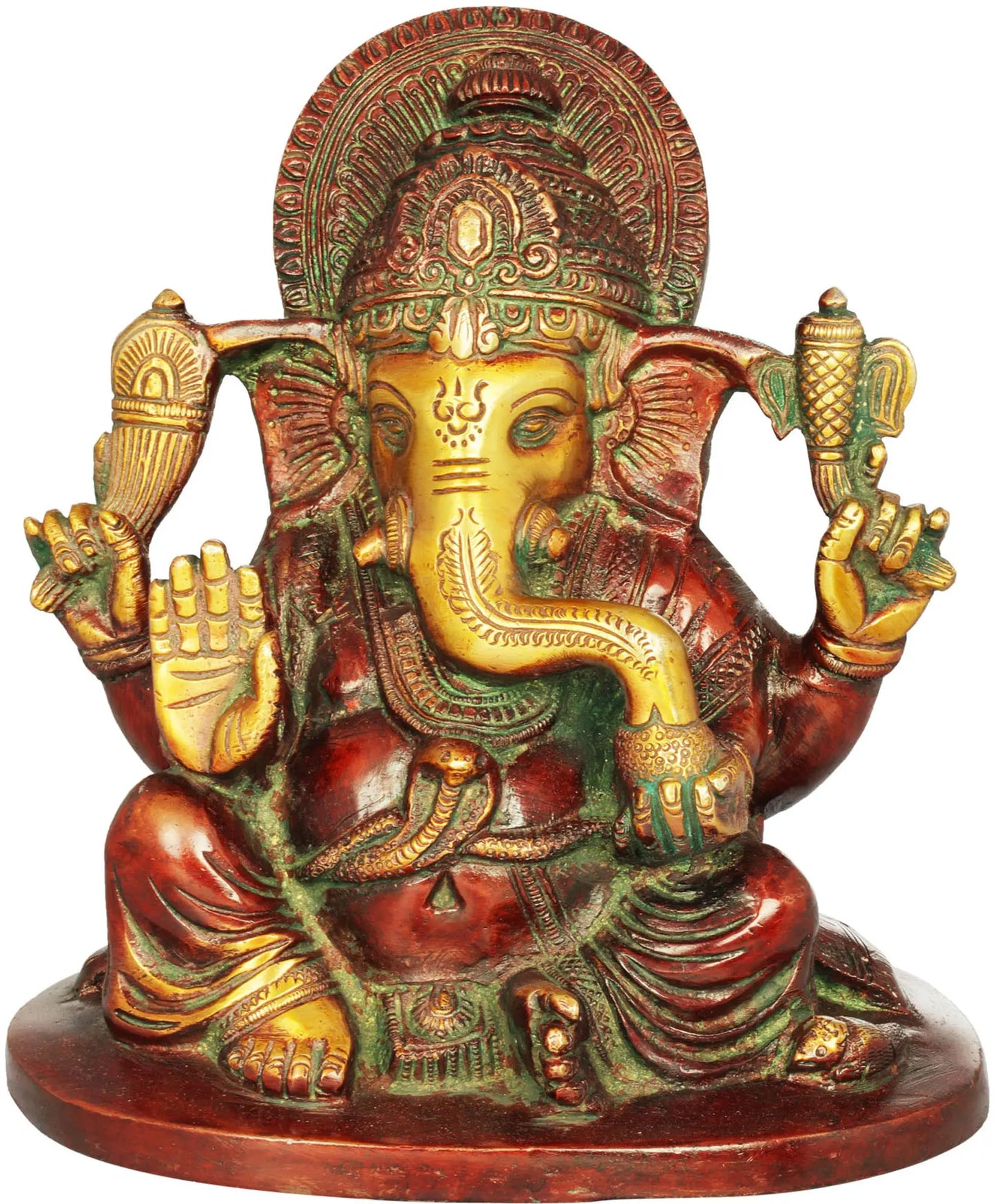 Brassaura™ Lord Ganesha Brass Statue | Height 6.5 Inches & Weight 2.50 kgs