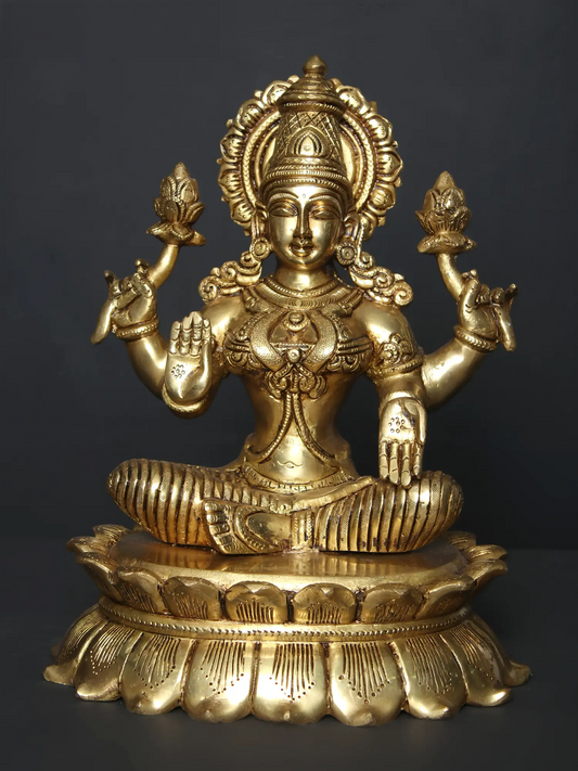 Brassaura™ Lakshmi Ganesha Saraswati Brass Idol Set | Height 11 Inches & Weight 22.09 kgs