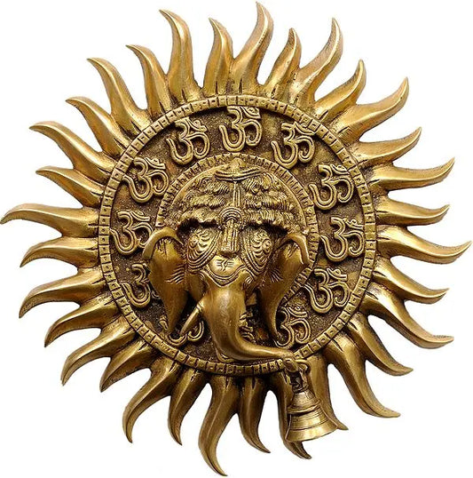 Brassaura™ OM (AUM) Ganesha Wall Hanging Brass – Height 10.43 inches | Weight 2.20 kgs