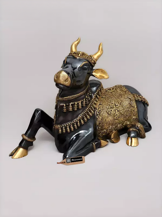 Brassaura® Pure Brass Nandi Statue | Pure Superfine Brass Handcrafted Murti | Brass Statue for Home Temple, Pooja Room | Height 22 Inches | Weight 31.18 Kgs