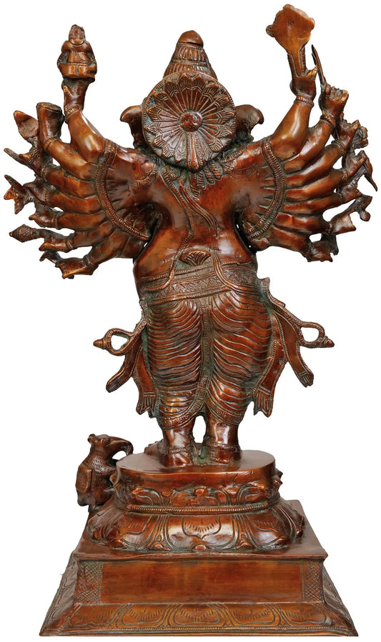 Brassaura® Multi-Armed Standing Ganesha with Dual Tone Finish | Height 23.43 Inches & Weight 17.90 kgs