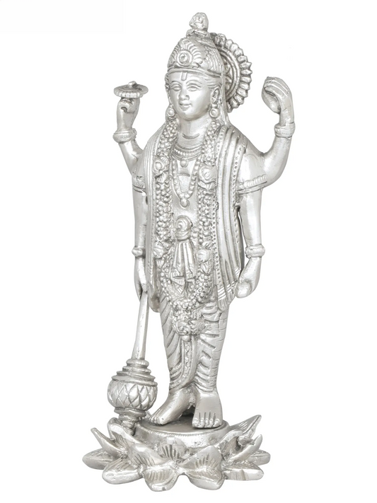 Brassaura® Lord Vishnu Statue | Pure Brass | Height 8 Inches & Weight 1.30 kgs