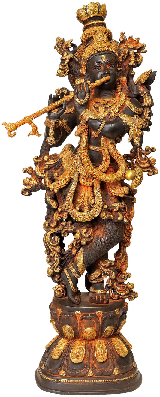 Brassaura® Brass Krishna Statue | Height 30.91 Inches & Weight 20.20 kg