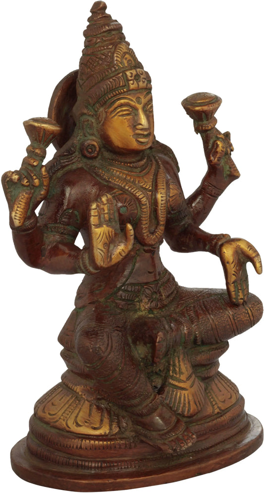 ब्रासौर्रा® पीतल लक्ष्मी देवी प्रतिमा | ऊँचाई 5.51 इंच और वज़न 0.90 किग्रा