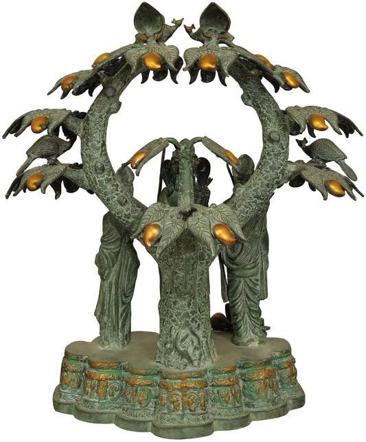 Brassaura® Ram Darbar Under Kalpavriksha Tree | Antique Green Finish | Height 28.9 Inches & Weight 45.60 kgs