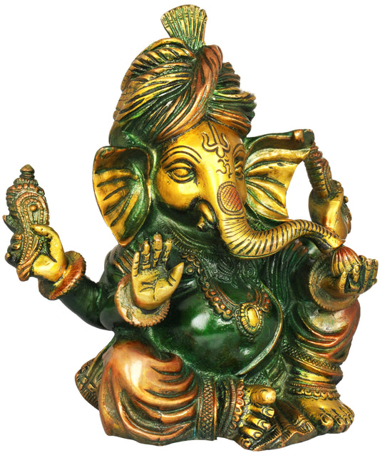 Brassaura™ Dual Tone Lord Ganesha Brass Statue | Height 7.5 Inches & Weight 2.70 kgs