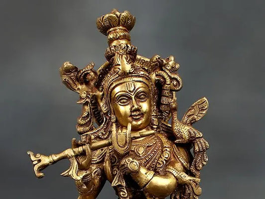 Brassaura® Brass Krishna Statue | Height 21 Inches & Weight 9 kg