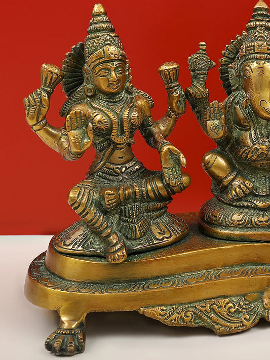 Brassaura® Lakshmi Ganesha Saraswati Trio | Brass Statue | Height 6 Inches & Weight 3 kgs