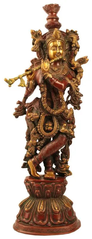 Brassaura® Brass Krishna Statue | Height 24.02 Inches & Weight 11.40 kg