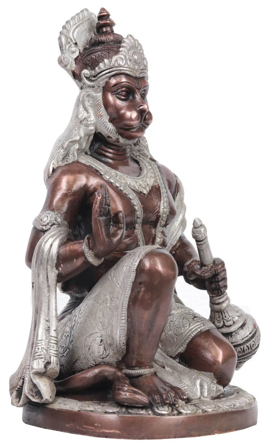 Brassaura® ब्लेसिंग हनुमान आइडल | ब्रास स्टैच्यू | ऊंचाई 9.25 इंच और वज़न 3 किलोग्राम