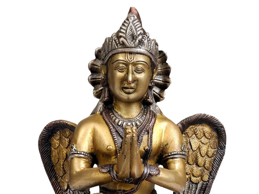 ब्रासुर्रा® पीतल गरुड़ मूर्ति | ऊंचाई 9 इंच और वज़न 2.60 किलोग्राम