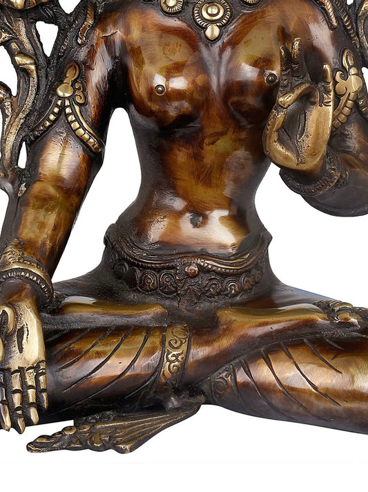 ब्रासौड़ा® ब्रास व्हाइट तारा मूर्तिकला | ऊंचाई 9 इंच और वज़न 2.70 किग्रा