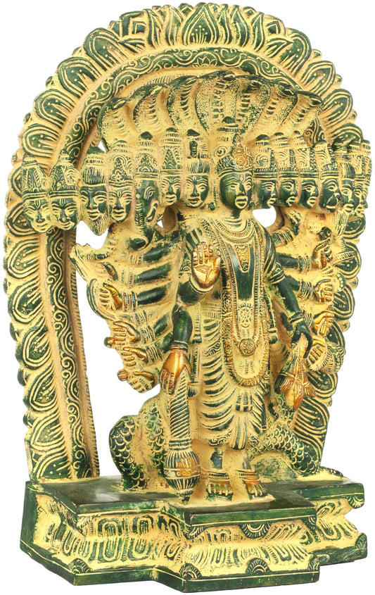 Estátua Brassaura® Vishwaroopa Vishnu | Latão Puro | Altura 28 cm e Peso 5,50 kg