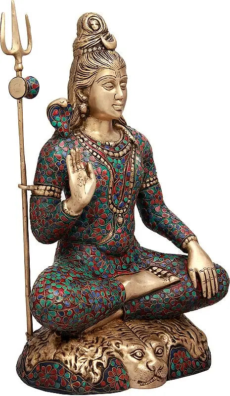 Brassaura® Brass Sitting Shiva Statue | Height 22 Inches & Weight 17.10 kg