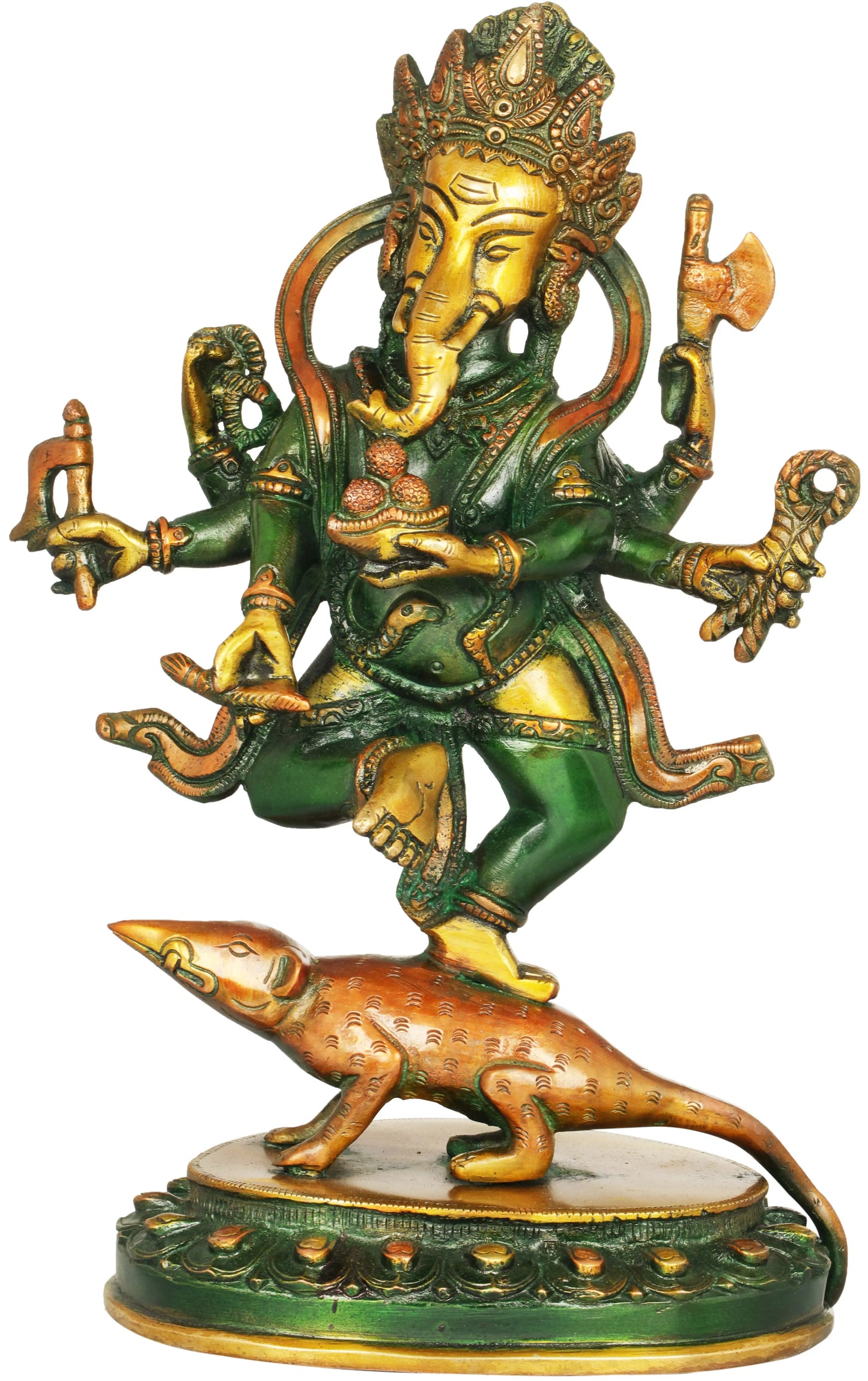 Brassaura™ Dancing Lord Ganesha Brass Statue | Height 11.4 Inches & Weight 3.10 kgs