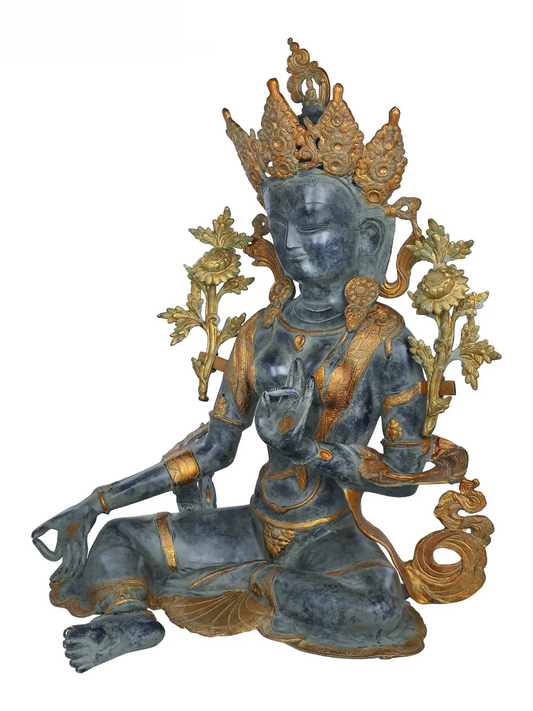 Brassaura® Tara Sentada | Estátua de Latão | Altura 69,85 cm e Peso 24,10 kg