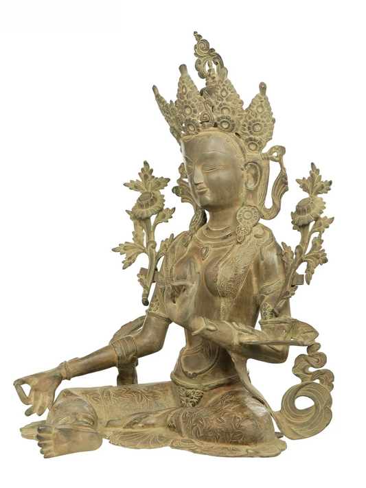 Brassaura® Tara Sentada | Estátua de Latão | Altura 69,85 cm e Peso 24,10 kg