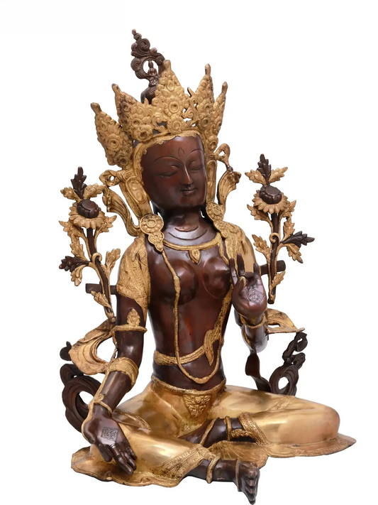 Brassaura® Tara Sentada | Estátua de Latão | Altura 69,85 cm e Peso 24,10 kg