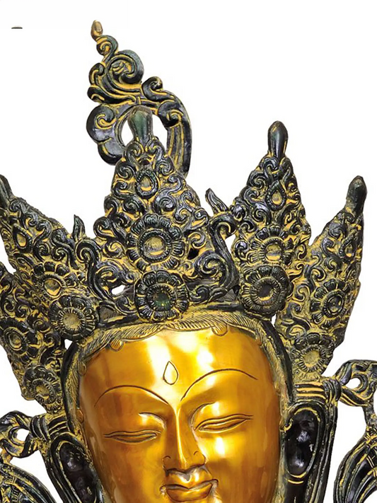 Brassaura® Tara Sentada | Estátua de Latão | Altura 69,85 cm e Peso 24,10 kg