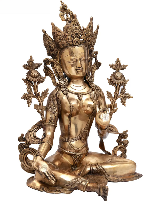 Brassaura® Tara Sentada | Estátua de Latão | Altura 69,85 cm e Peso 24,10 kg