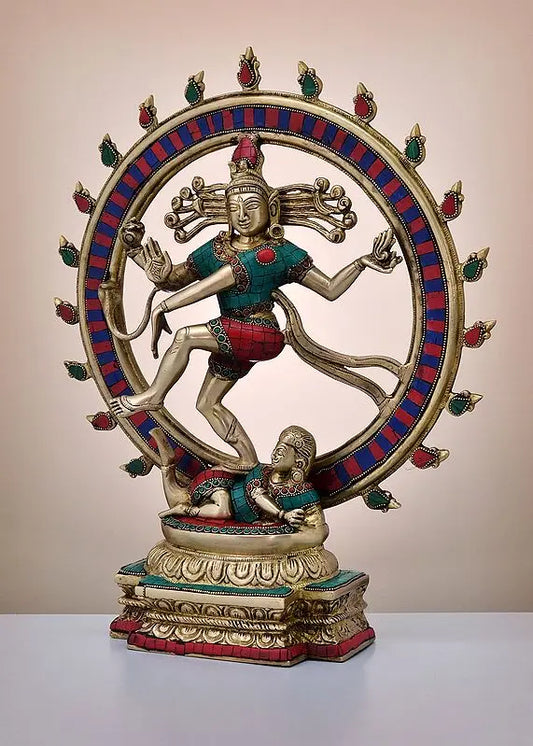 Brassaura® Brass Nataraj Statue with Inlay Work | Height 18 Inches & Weight 8 kg