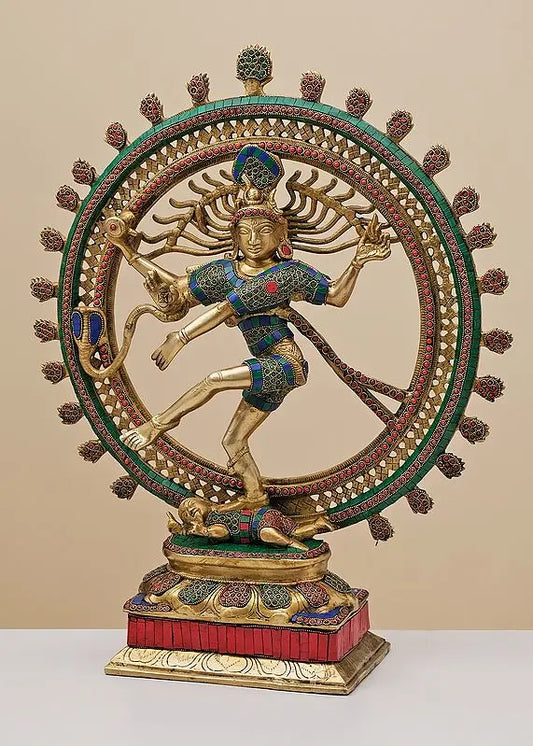 Brassaura® Brass Nataraj Statue with Inlay Work | Height 24 Inches & Weight 13.16 kg