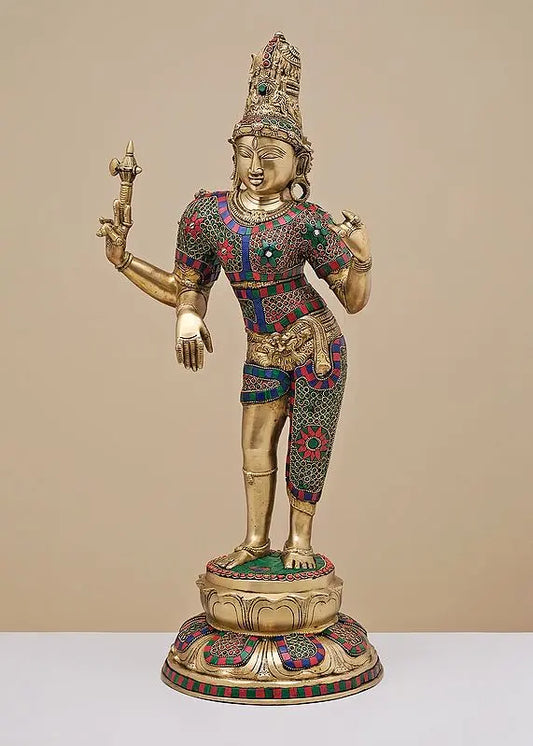 Brassaura® Brass Ardhanarishwara Statue | Height 26.6 Inches & Weight 13.58 kg