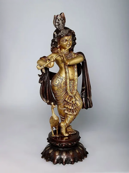 Brassaura® Brass Krishna Statue | Height 27 Inches & Weight 18.55 kg