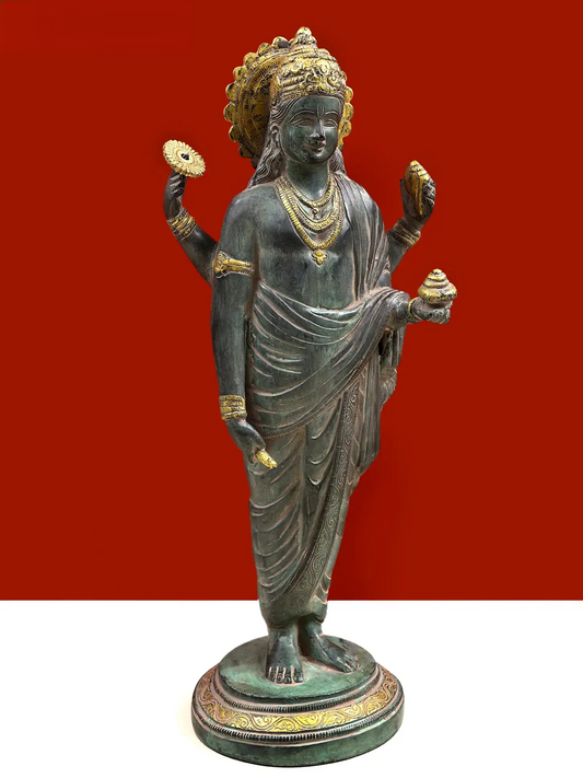 Brassaura® 丹瓦塔里尊主黄铜雕像,仿古做旧 | 高18英寸,重5.82千克