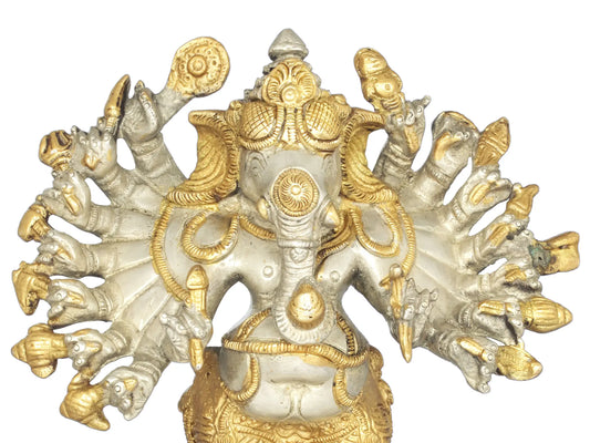 ब्रासौरा™ बहु-भुजाधारी भगवान गणेश पीतल की मूर्ति | ऊंचाई 8.7 इंच और वजन 2.50 किलोग्राम