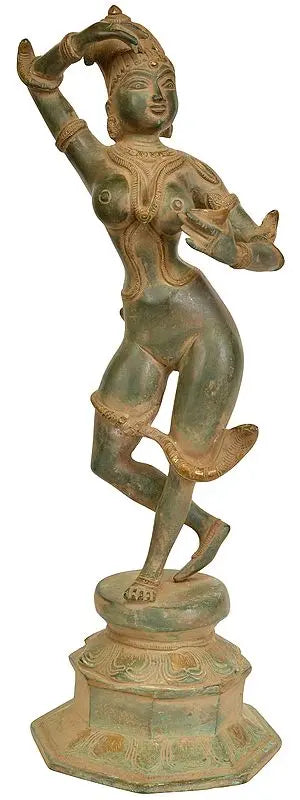 Brassaura™ Sindoor Apsara (Khajuraho Series) Brass Statue – Height 15.94 inches | Weight 4.30 kgs