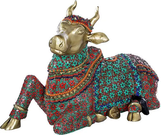 Brassaura® Brass Nandi Statue for Home Décor & Temple | Height 21.7 Inches & Weight 37.30 kg