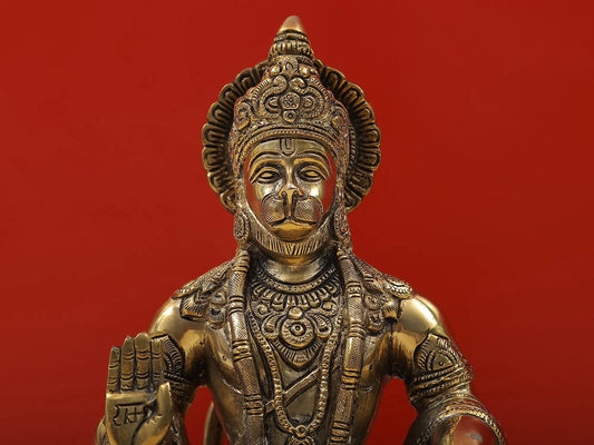 ब्रासौर® आशीर्वाद हनुमान प्रतिमा | शुद्ध पीतल | ऊंचाई 9.25 इंच और वजन 4 किलोग्राम