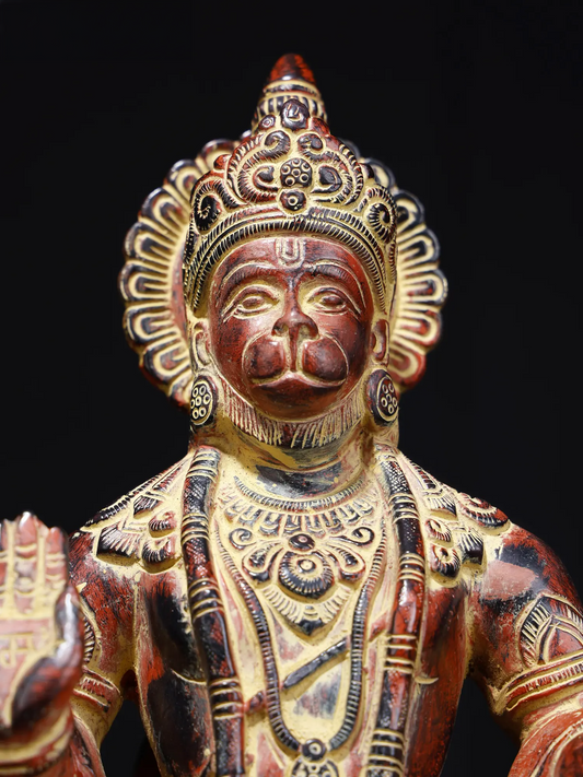 ब्रैसौरा® आशीर्वाद हनुमान मूर्ति | शुद्ध पीतल | ऊंचाई 9.25 इंच और वज़न 4 किलोग्राम
