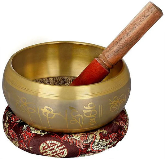 Brassaura® Brass Tibetan Buddhist OM Singing Bowl | Height 8 CM