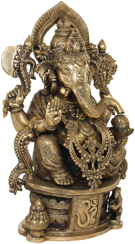Brassaura® Lord Ganesha Brass Statue | Height 23.03 Inches & Weight 32 kgs