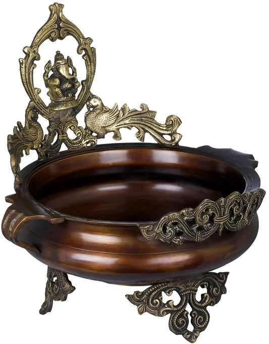 Brassaura™ Brass Ganesh Urli Bowl for Entrance & Festive Decor | 14 Inches | 7 kgs