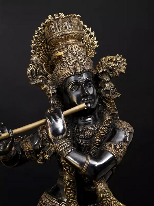 Brassaura® Brass Krishna Statue | Height 45 Inches & Weight 52 kg
