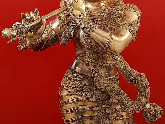 Brassaura® Brass Krishna Statue | Height 45 Inches & Weight 52 kg