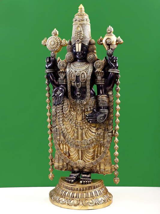 Estátua de Lord Venkateshwara Brassaura® | Latão | Altura 47 polegadas e Peso 48 kg