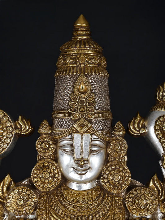 Estátua de Lord Venkateshwara Brassaura® | Latão | Altura 1,19 m e Peso 48 kg