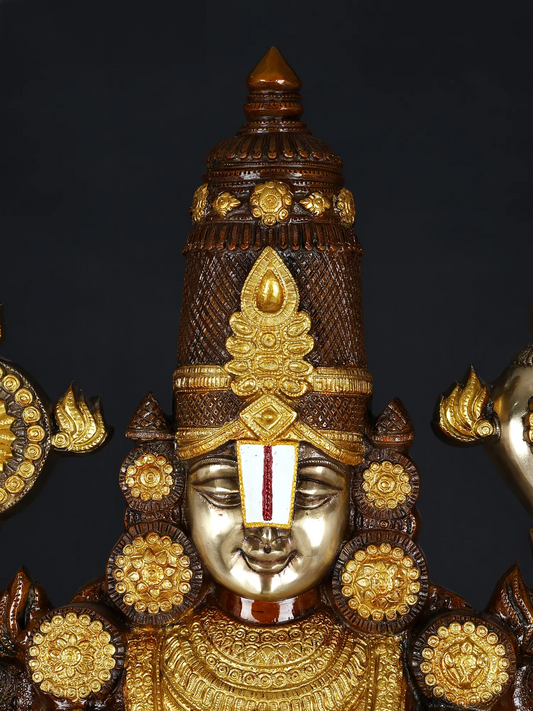 Estátua Brassaura® de Lord Venkateshwara | Latão | Altura 1,19 m e Peso 48 kg