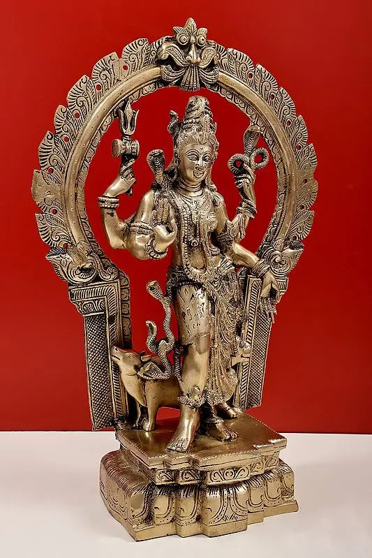Brassaura™ Brass Ardhanarishvara (Shiva Shakti) Statue | Height 20 Inches & Weight 12.23 kg