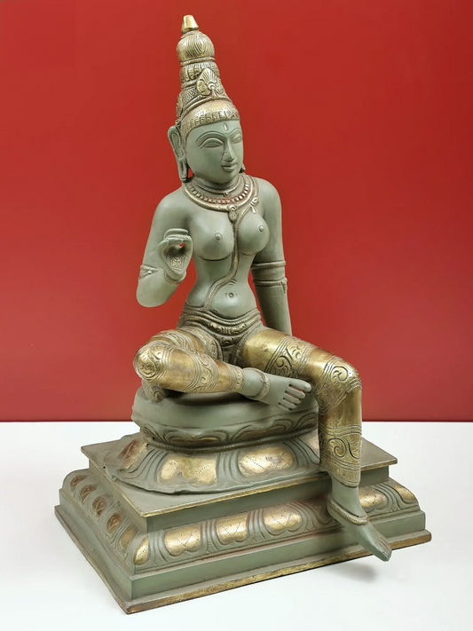 Estátua de Latão da Deusa Parvati Brassaura® | Altura 43 cm e Peso 11,46 kg