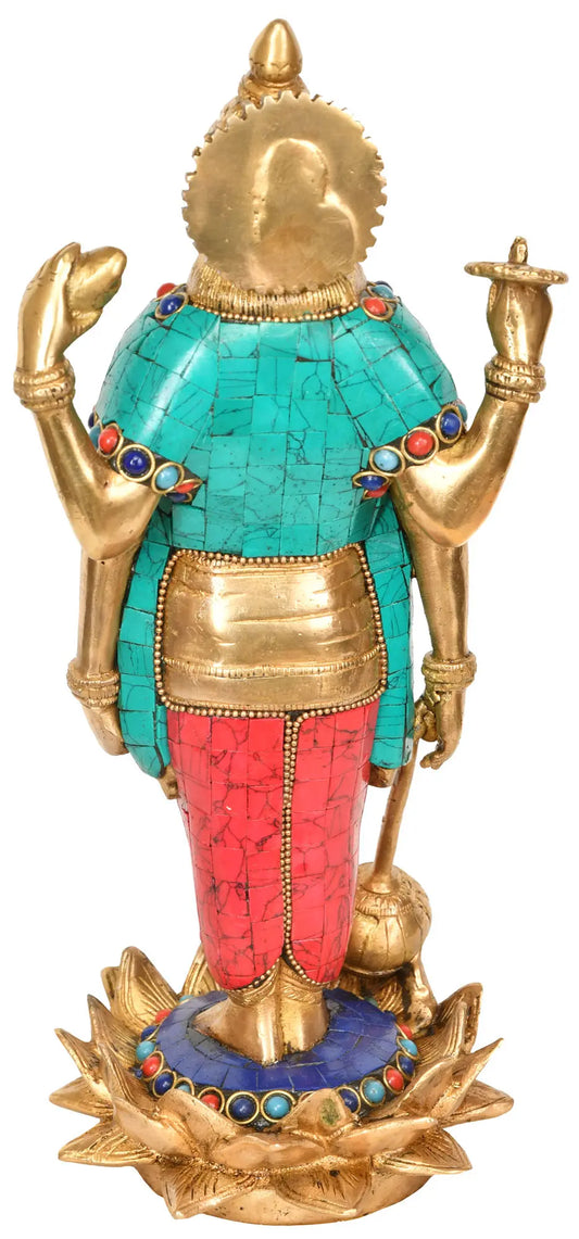 Estátua de Vishnu em Latão Brassaura® | 30,48 cm de Altura e 3,57 kg de Peso