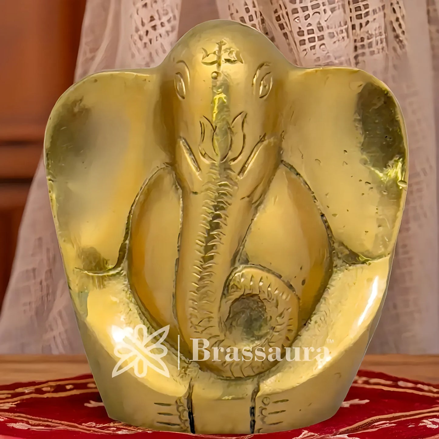 Brassaura™ Brass Modern Ganesha Idol for Home and Decor | Weight 0.6 Kgs | Height 3.54 Inches