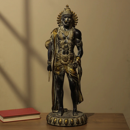 ब्रासोरा® वृंदावन वेणुगोपाल कृष्ण पीतल की प्रतिमा मोर के साथ | एंटीक नीला और सुनहरा रंग | ऊँचाई 20 इंच