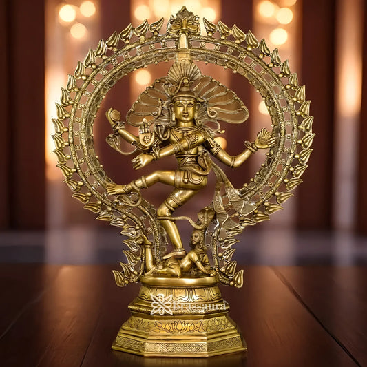 Brassaura™ Brass Nataraja Statue | Antique Yellow Finish | Height 30 Inches & Weight 22 Kgs